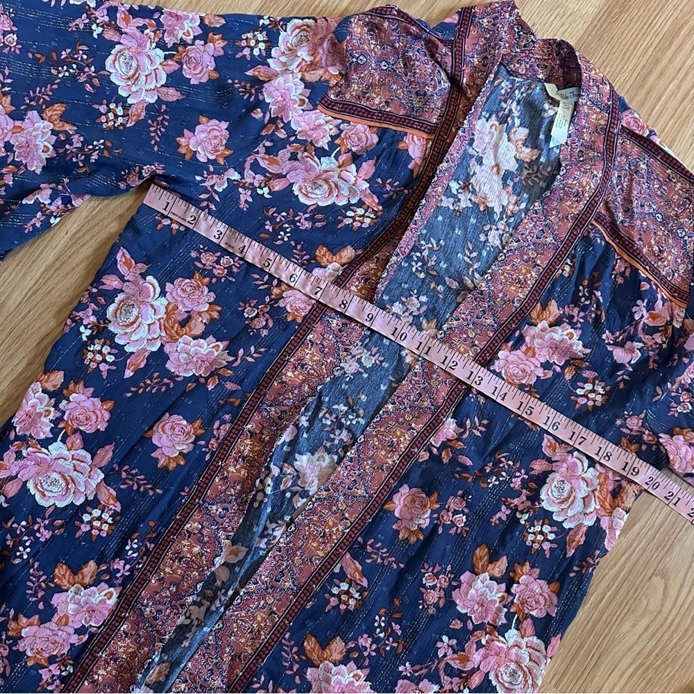 Matilda Jane m/l open front quarter length sleeves floral cardigan gold thread - Picture 5 of 7